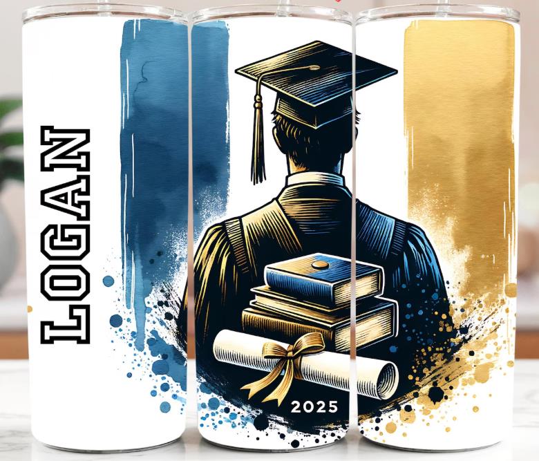 🎓 Personalized 20 oz Tumbler – Back View Graduate Design  ✨