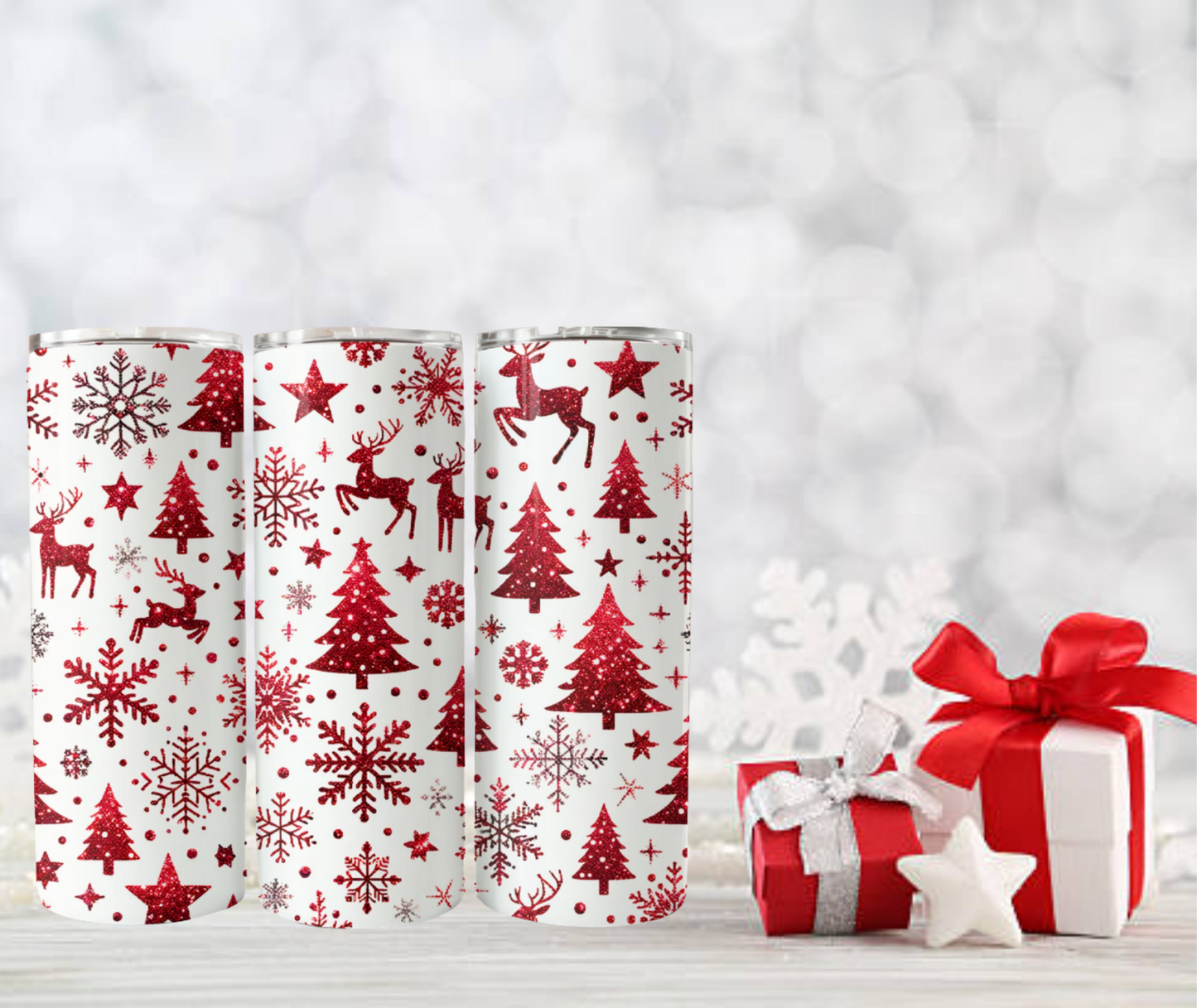 Red Snowflakes/Trees Tumbler
